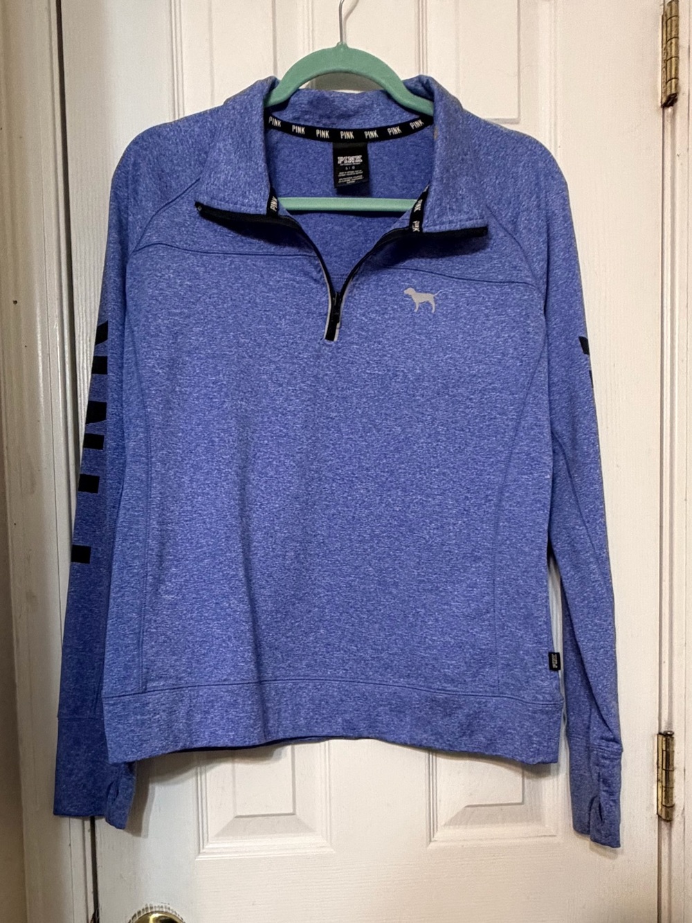 PINK Victoria's Secret Heather Blue Quarter-Zip Pullover